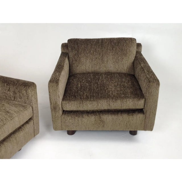 Mid century club chairs. Newly upholstered lounge chairs. The original chairs were done in a plush green chenille. Very...