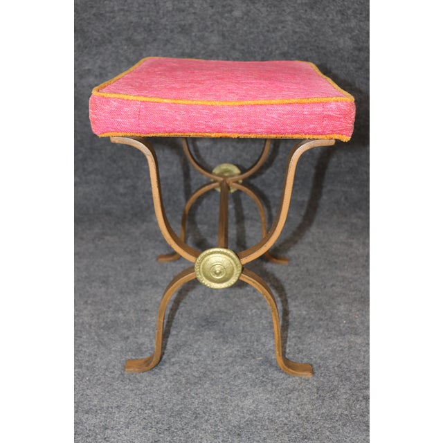 Metal Unique Set of Three Metal and Brass Mid Century Modern Benches Manner of Arbus For Sale - Image 7 of 11