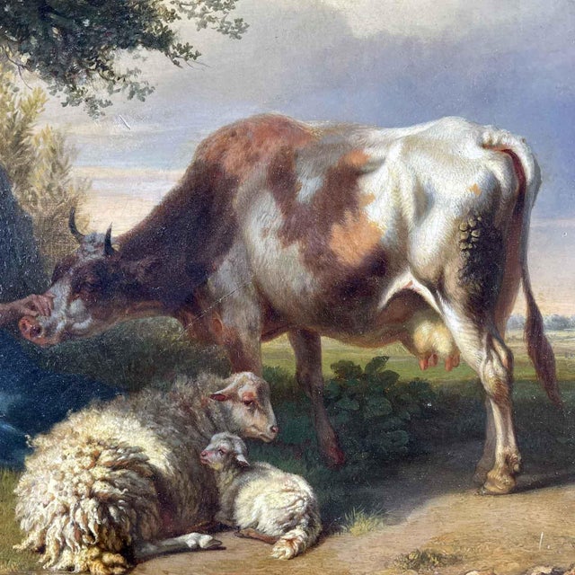 Charles Philogène Tschaggeny, Flemish Pastoral Landscape, 1849, Oil on Board For Sale - Image 7 of 10