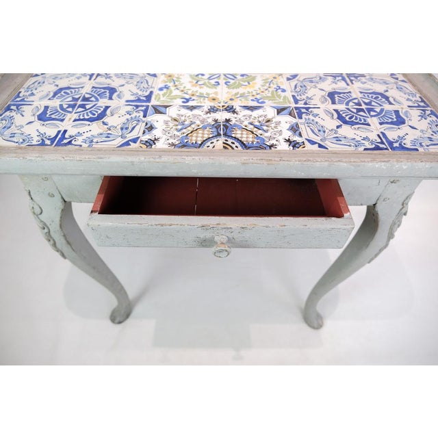 Rococo Grey Painted Tiled Table, 1780s For Sale - Image 12 of 13