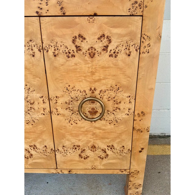 Worlds Away Worlds Away Modern Burl Wood and White Marble Vanity For Sale - Image 4 of 4