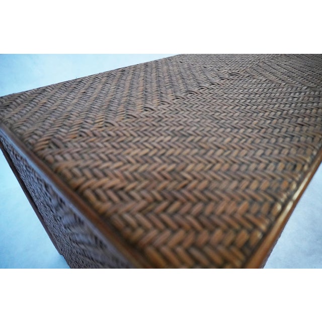 1990s Large Herringbone Woven Rattan Chest For Sale - Image 12 of 13