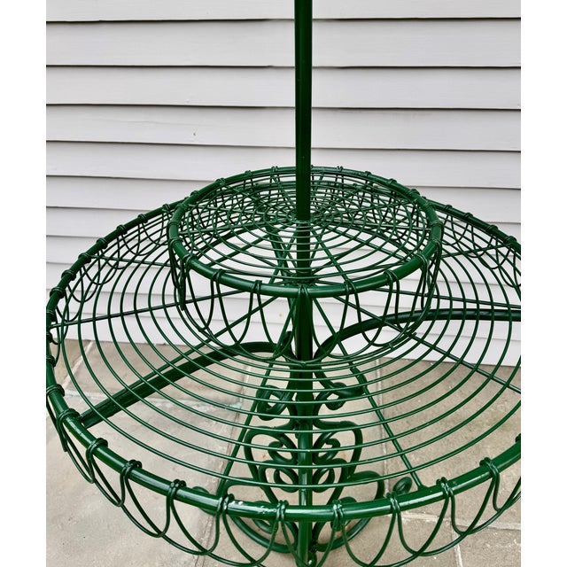 Mid 20th Century Three-Tier Circular Wire and Wrought Iron Plant Stand, Mid 20th Century For Sale - Image 5 of 16
