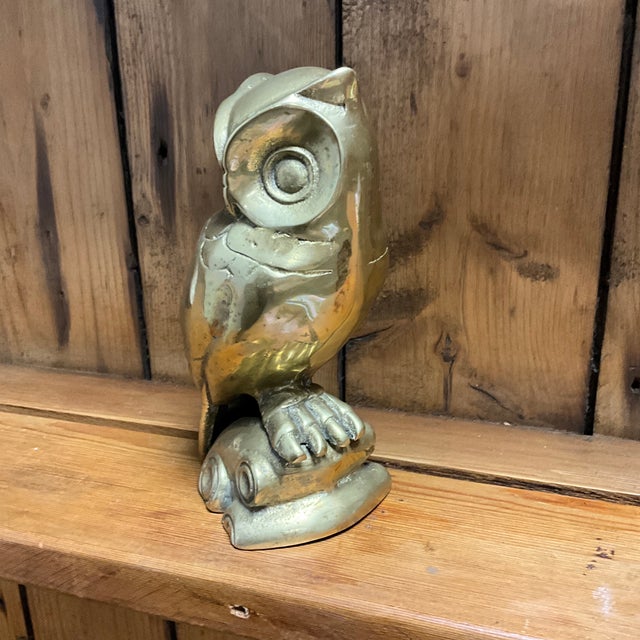 Vintage English Brass Owl For Sale - Image 4 of 6