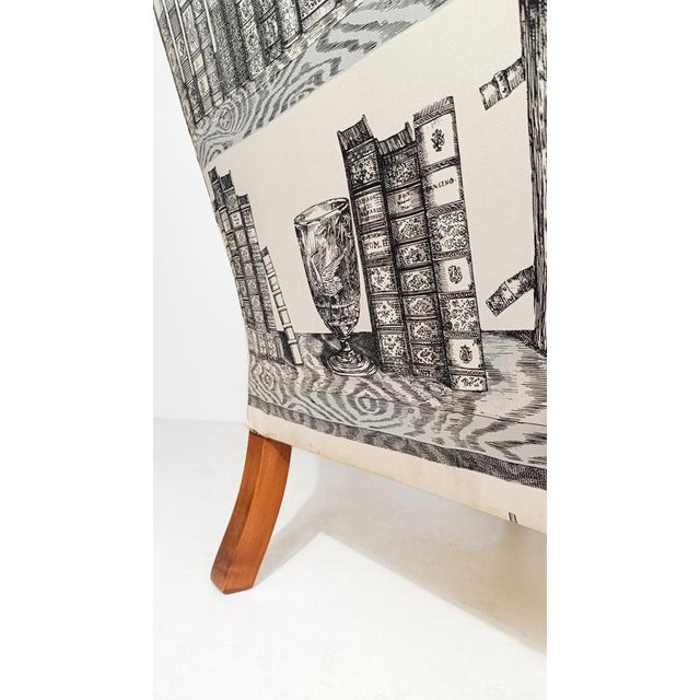 Textile English Style Armchair with Fabric by Fornasetti, 1990s For Sale - Image 7 of 18
