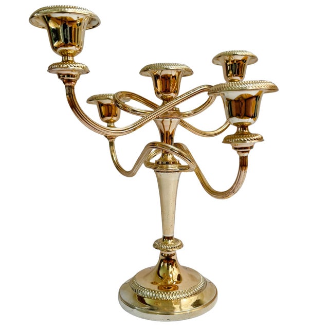 English Early 20th Century Parisian Silver-on-Copper 5-Arm Candelabras - A Pair For Sale - Image 3 of 13