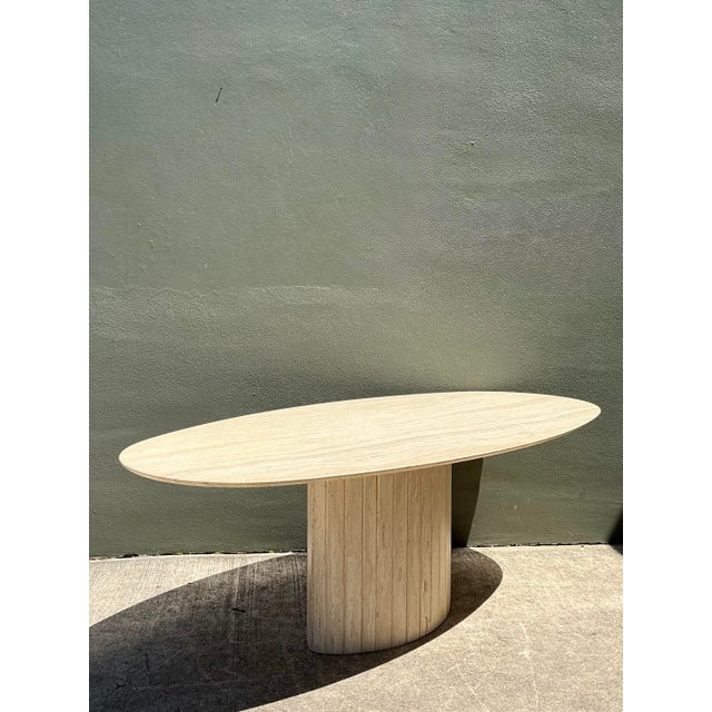Vintage Italian Travertine Oval Dining Table For Sale - Image 4 of 12