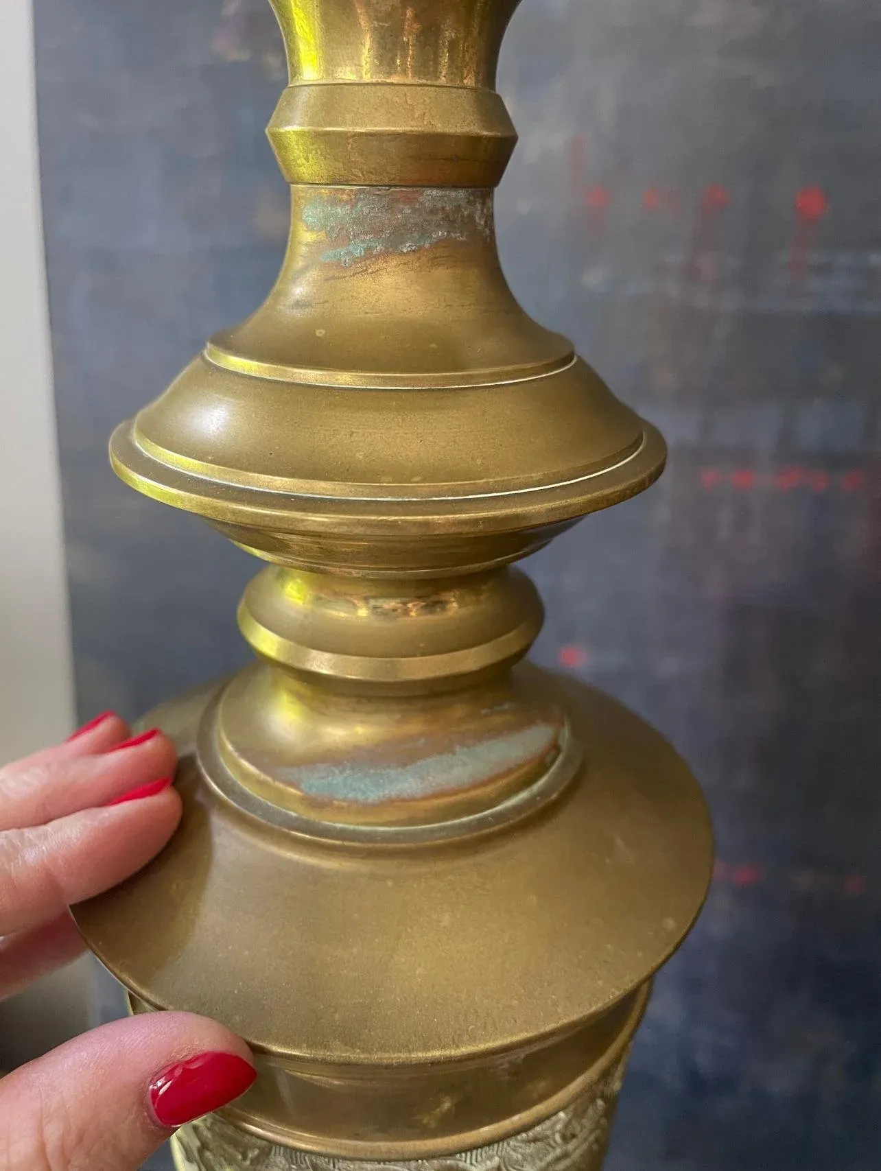 Mid Century Tall James Mont Style Brass Table Lamps - a Pair