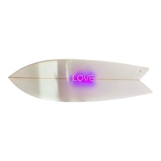 Love #4 -Neon on Epoxy Resin Surfboard by Bobbi Bennett For Sale