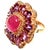 Bochic "Flamenco" Vintage Ruby & Multi Color Gems Cocktail Ring 18K Gold & Silver For Sale - Image 9 of 18
