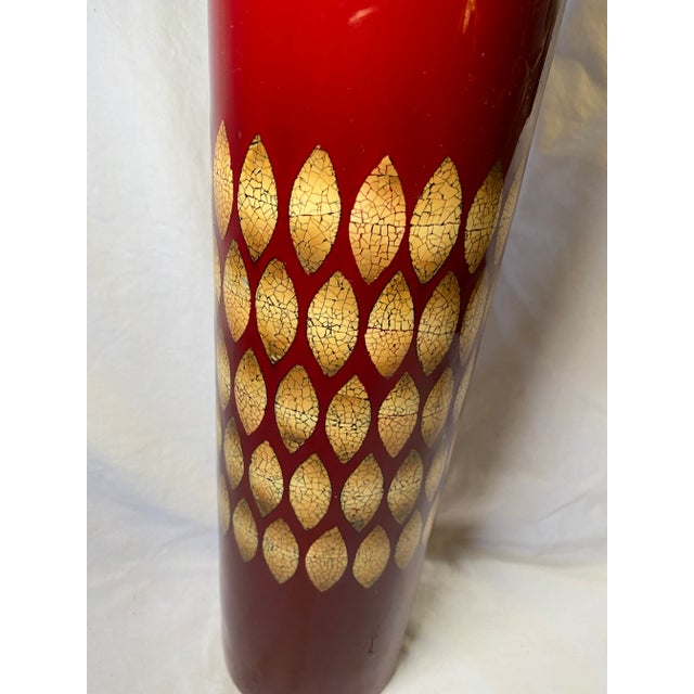 Maitland Smith Vintage Showroom Sample Vase Red with eggshell design. Originally $250