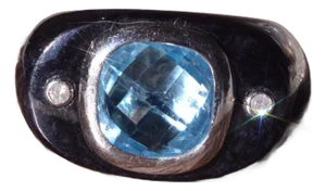 The Saratoga: Interesting Hardstone Ring with Blue Topaz & Diamonds