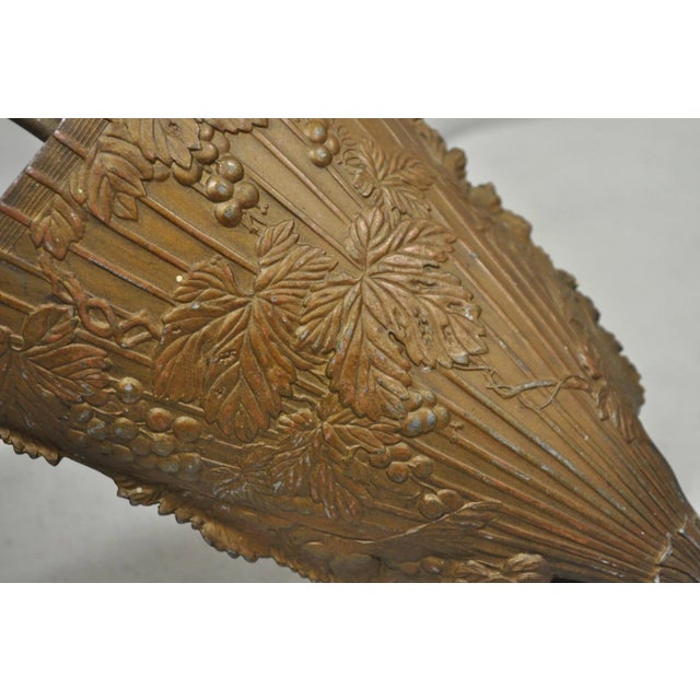 Antique French Art Nouveau Cast Metal Figural Umbrella Form Wall Pocket For Sale - Image 10 of 16