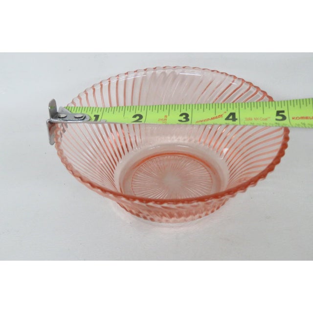 Federal Glass Pink Depression Era Cereal Bowl Diana Swirl Optic Pattern 4942b For Sale - Image 9 of 11