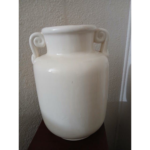1990s 1990s Large Italian White Vase With Scroll-Style Handles For Sale - Image 5 of 7