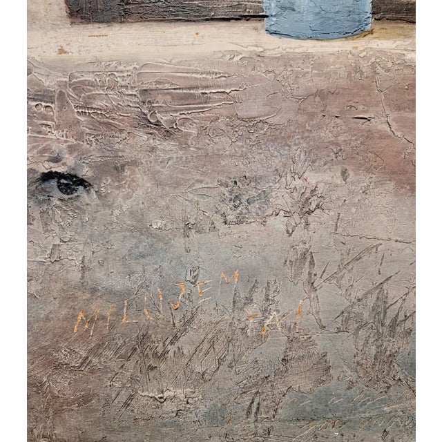 Wood Mikulas Kravjansky - I Love You - Three Faces on the Wall -1969 Oil Painting For Sale - Image 7 of 12