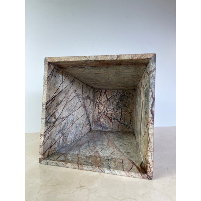 Late 20th Century Post Modern Rainforest Marble Tapered Waste Basket For Sale In Seattle - Image 6 of 10