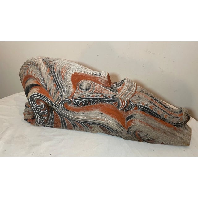 Figurative Huge Antique Carved Wood House Facade Singa Indonesia North Sumatra Batak Tribe For Sale - Image 3 of 16