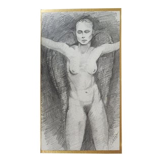 Late 20th Century Female Nude With Wings Drawing For Sale