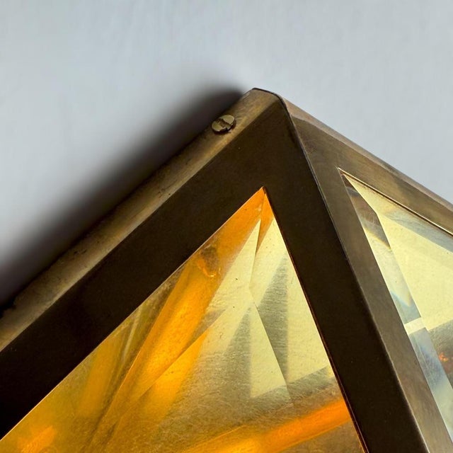 Hexagonal Brass and Beveled Glass Wall Sconces by Josef Hoffmann, 1970s, Set of 2 For Sale - Image 14 of 18