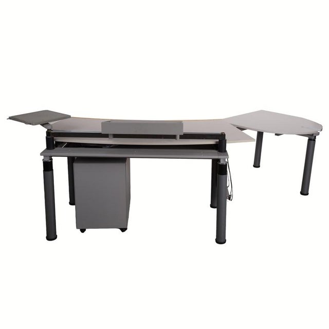 Adjustable Metropol Wood and Metal Desk with Rolling Container and Storage in Off-White from Vitra For Sale - Image 10 of 12