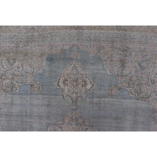 Sky Blue Antique Persian Khorassan Rug With Soft Blue and Taupe Allover Medallion 9'7 X 13 For Sale - Image 8 of 16