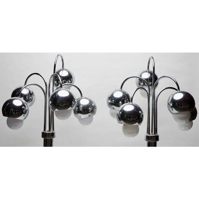 Mid-Century Modern Mid 20th Century Mid Century Modern Robert Sonneman Chrome Ball Waterfall Lamps Set of 2 For Sale - Image 3 of 5