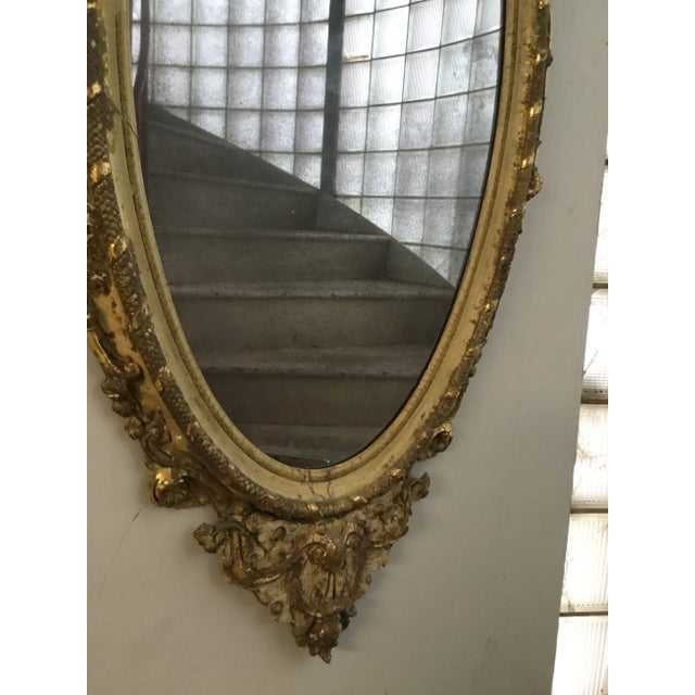Gold Late 19th Century Victorian Distressed Oval Mirror For Sale - Image 8 of 13