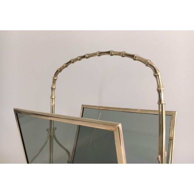 Metal 1940s Faux bamboo and bronze magazine rack by Maison Baguès For Sale - Image 7 of 12