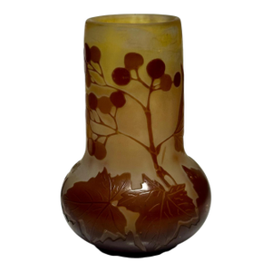 Rare Antique Art Nouveau Galle Cameo Glass Acid Etched Vase