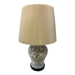 Vintage 1970s Terracotta, Blue and White Ginger Jar Lamp For Sale