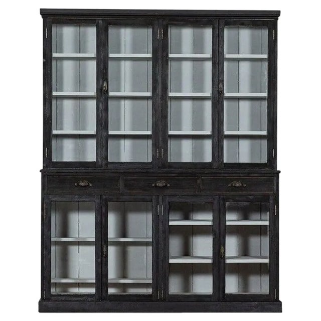 English Ebonised Glazed Pine Dresser or Bookcase, 1890 For Sale