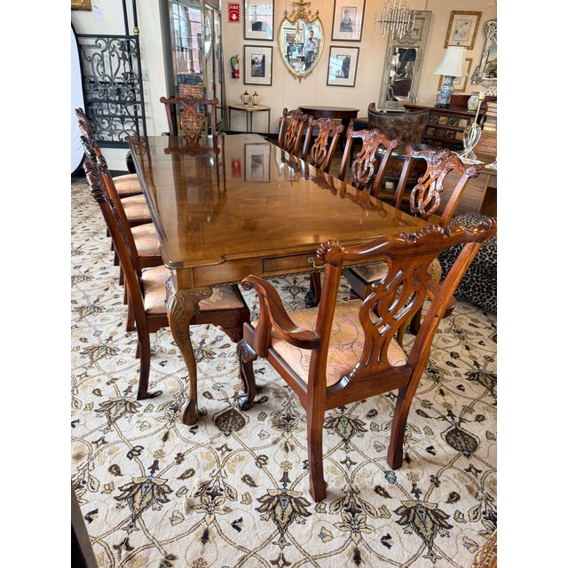 Henredon Mahogany Chippendale Dining Set, Rittenhouse Table and 10 Chairs For Sale - Image 10 of 12