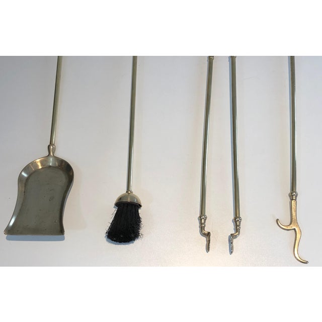 Neoclassical Style Brass Pineapple Fireplace Tools in the Style of Maison Baguès For Sale - Image 9 of 12