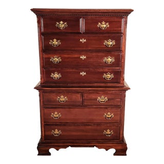 Vintage Lexington Furniture Solid Cherry Chest on Chest or Highboy Tall Chest For Sale