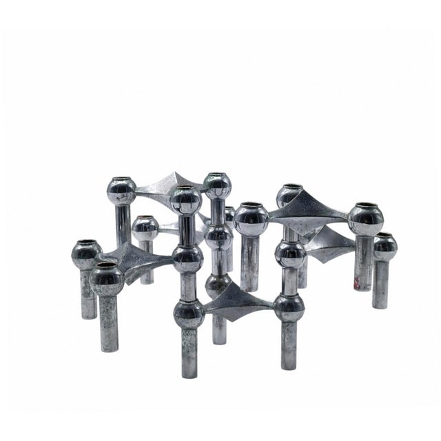 Mid-Century Modern Modular Candle Holders by Fritz Nagel for BMF, Germany, 1960s, Set of 6 For Sale - Image 3 of 8