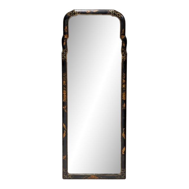 Friedman Bros. Black Chinoiserie Colonial Williamsburg Restoration Wall Mirror For Sale