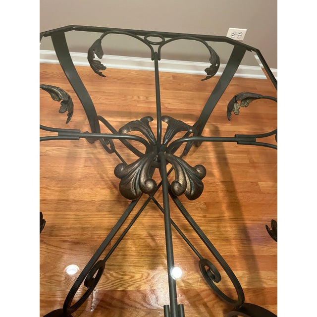Wrought Iron Glass Top Coffee/Cocktail Table For Sale In Chicago - Image 6 of 11