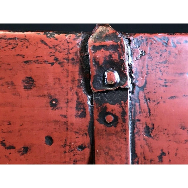 Antique Chinese Red Lacquered Elm Wood Rice Bucket For Sale In New York - Image 6 of 8