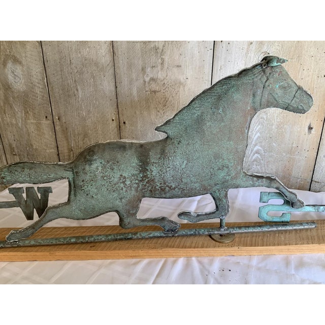 Antique Galloping Horse Copper Weathervane on Wooden Plinth Base For Sale - Image 11 of 12