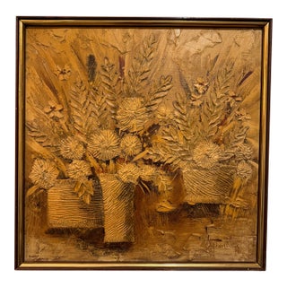 Mid-Century Stephen Kaye Floral Palette Knife Painting For Sale