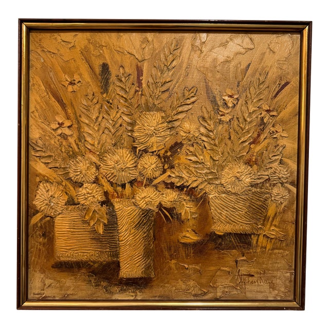 Mid-Century Stephen Kaye Floral Palette Knife Painting For Sale