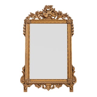 1900 - 1909 Gilded Mirror With Violin & Foliage Crest For Sale