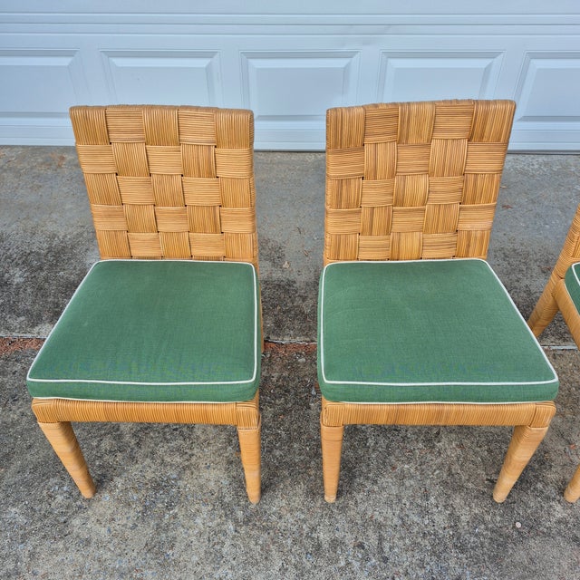 Bielecky Brothers 1990s Bielecky Brothers Organic Modern Coastal Cane Rattan Dining Chairs, Set of 4 For Sale - Image 4 of 9