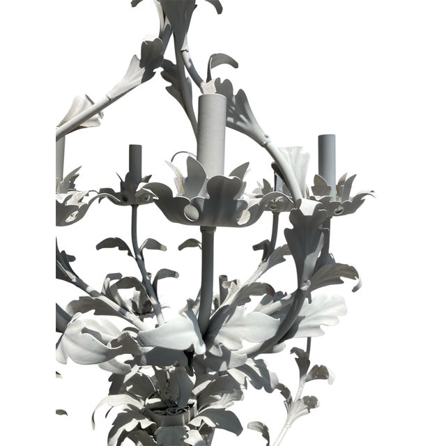 Mid 20th Century 18 Arm Italian Chandelier, Hand-Crafted Metal in White, Mid-Century Modern For Sale - Image 5 of 5