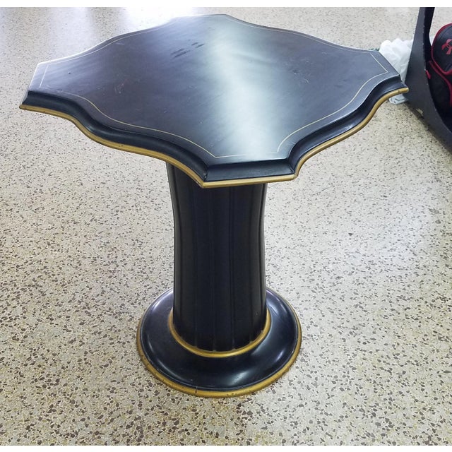 Hollywood Regency Fluted Column Noir Side Table For Sale - Image 4 of 10