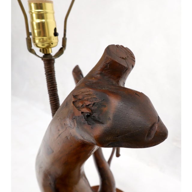 Mid 20th Century Varnished Arts & Crafts Driftwood Table Lamp For Sale - Image 10 of 12