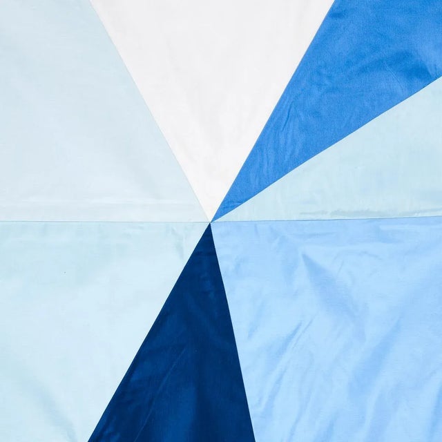 Abstract Sample - Schumacher X Miles Redd Cubist Silk Panel Fabric in Blue For Sale - Image 3 of 4