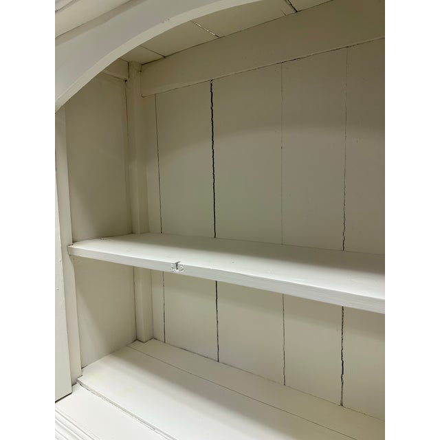 Vintage White Painted Hutch Cabinet With Glass Doors For Sale - Image 11 of 12