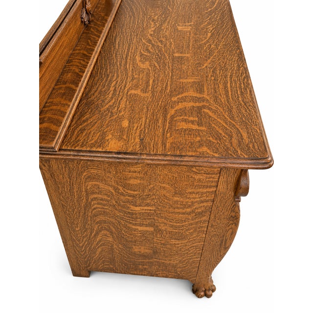 Brown Antique American Quartersawn Oak Dresser With Mirror For Sale - Image 8 of 8